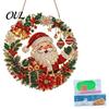 Handmade Christmas Home Decor Faux Diamond Art Ornament, DIY Santa Claus Sun Catcher Kit, Rhinestone Parent Child Interactive Crafts Xmas Wreath