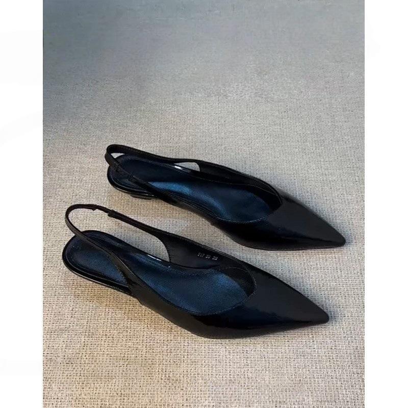 

Темпераментные нюдовые сандалии на танкетке с сумкой на носке, женские туфли-лодочки с острым носком и открытой пяткой 40 чёрный