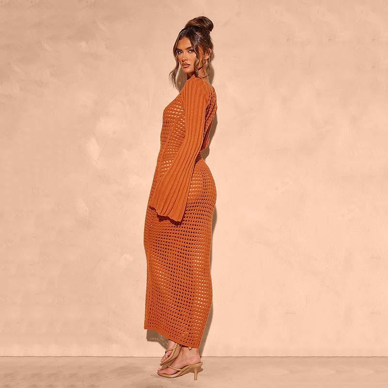 Damen Strandkleid, einfarbig, sexy, gestrickt, für den Strand, Bikini, Badeanzug, Überzug, Sonnenschutz