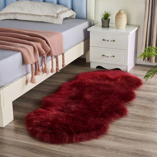 European Imitation Wool Plush Carpet - Gray and White