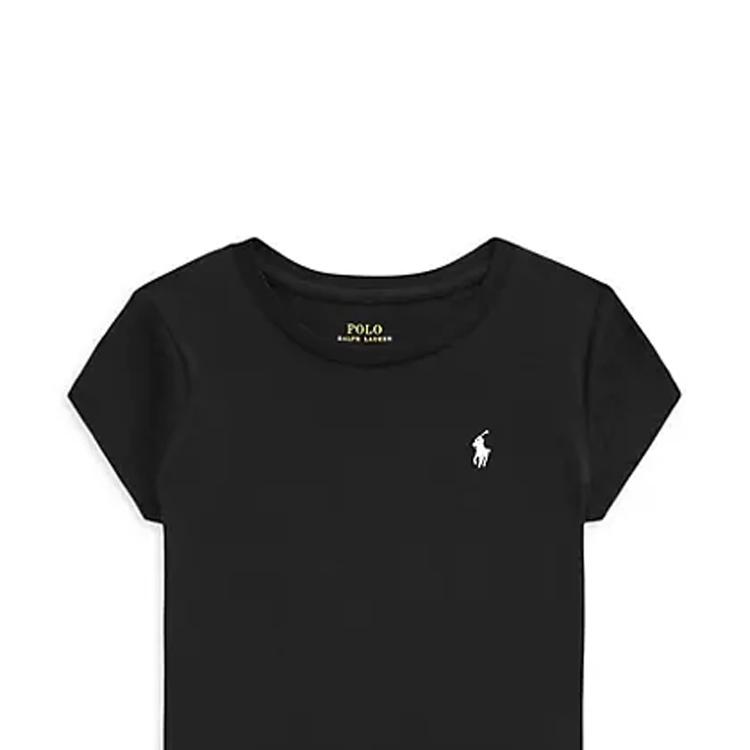 Polo Ralph Lauren T-Shirt Solid Color Logo Embroidery Crew Neck Casual Short Sleeve Kids Tops Black 313833549-021