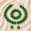 European and American Personality Exaggerated Design Round Bead Handmade Beaded Necklace Niche Retro Necklace Set Three-piece Set