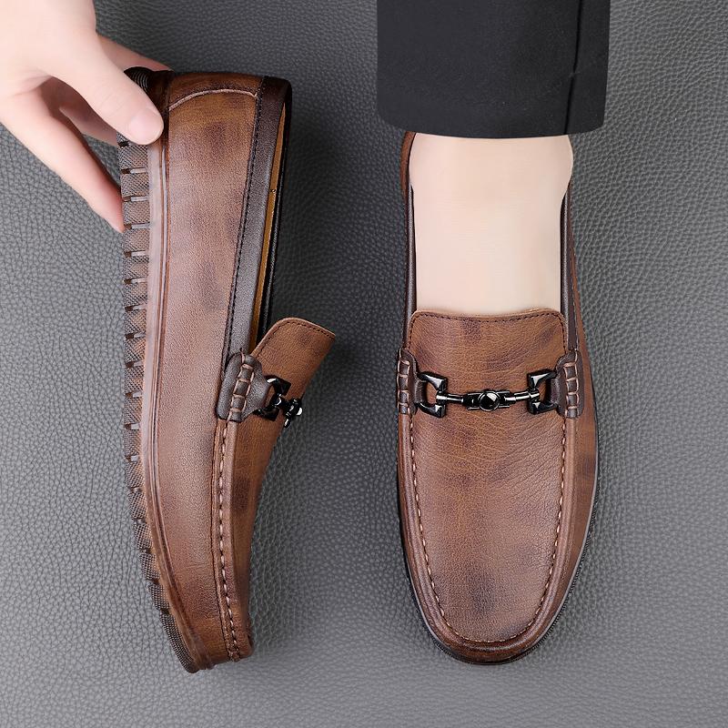 Fashion Luxury Brand Interview Business Dress Shoes Men's Genuine Leather Shoes Elegant New Style Men's Driving Loafers Classic Brown