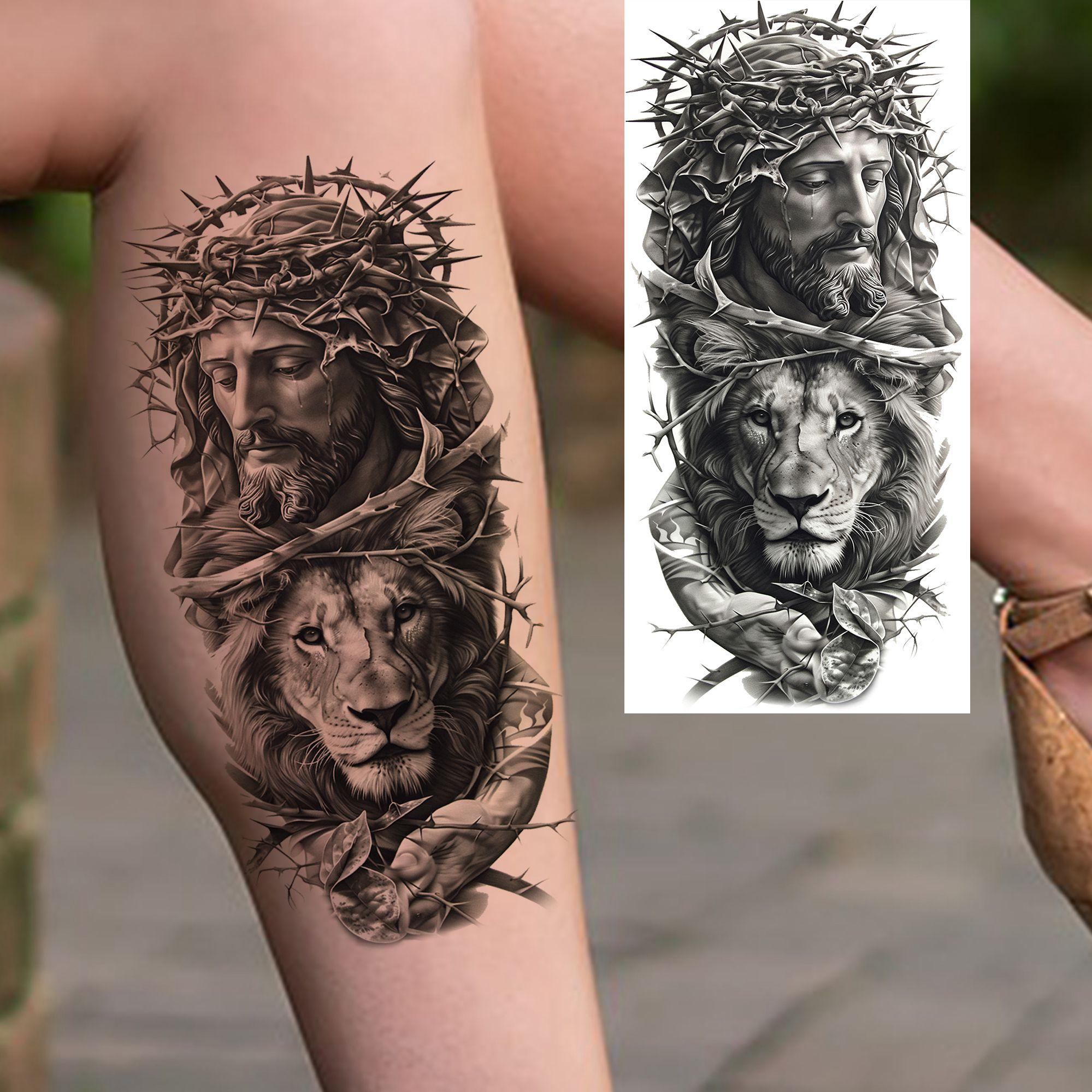 1 Foaie Realist Isus Fecioara Maria Rugăciune Tatuaje Temporare Pentru Bărbați Femei Adulți De Lungă Durată Impermeabile Temporar Autocolant Tatuaj Fals China Mainland gray