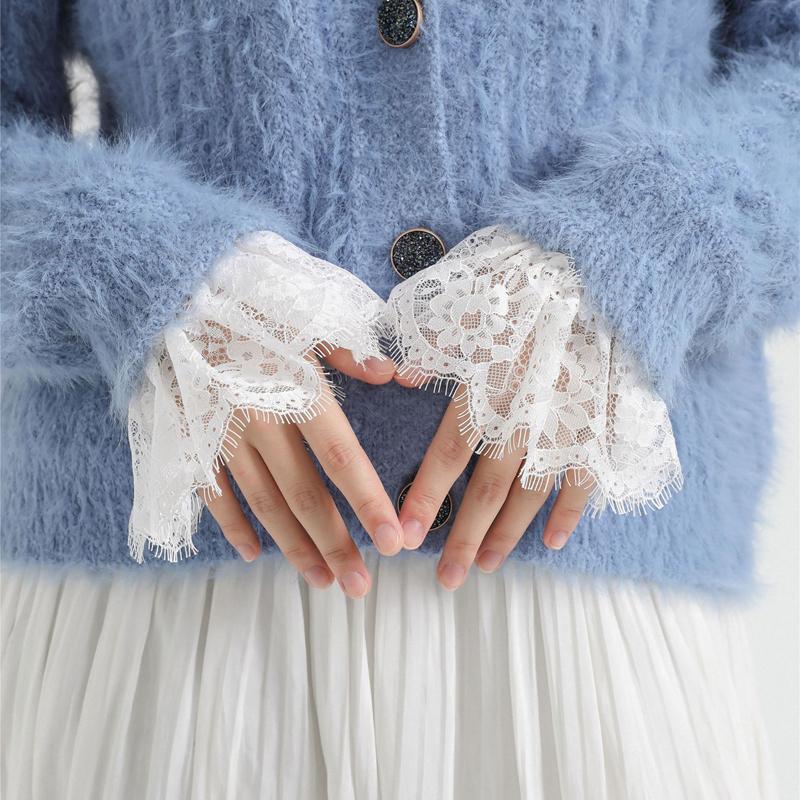 Sweet Ruffle Fake Sleeves For Travel/Cosplay Lace Detachable Flared Cuffs Sweater Decorative Wrist Warmers Wristband Ornament