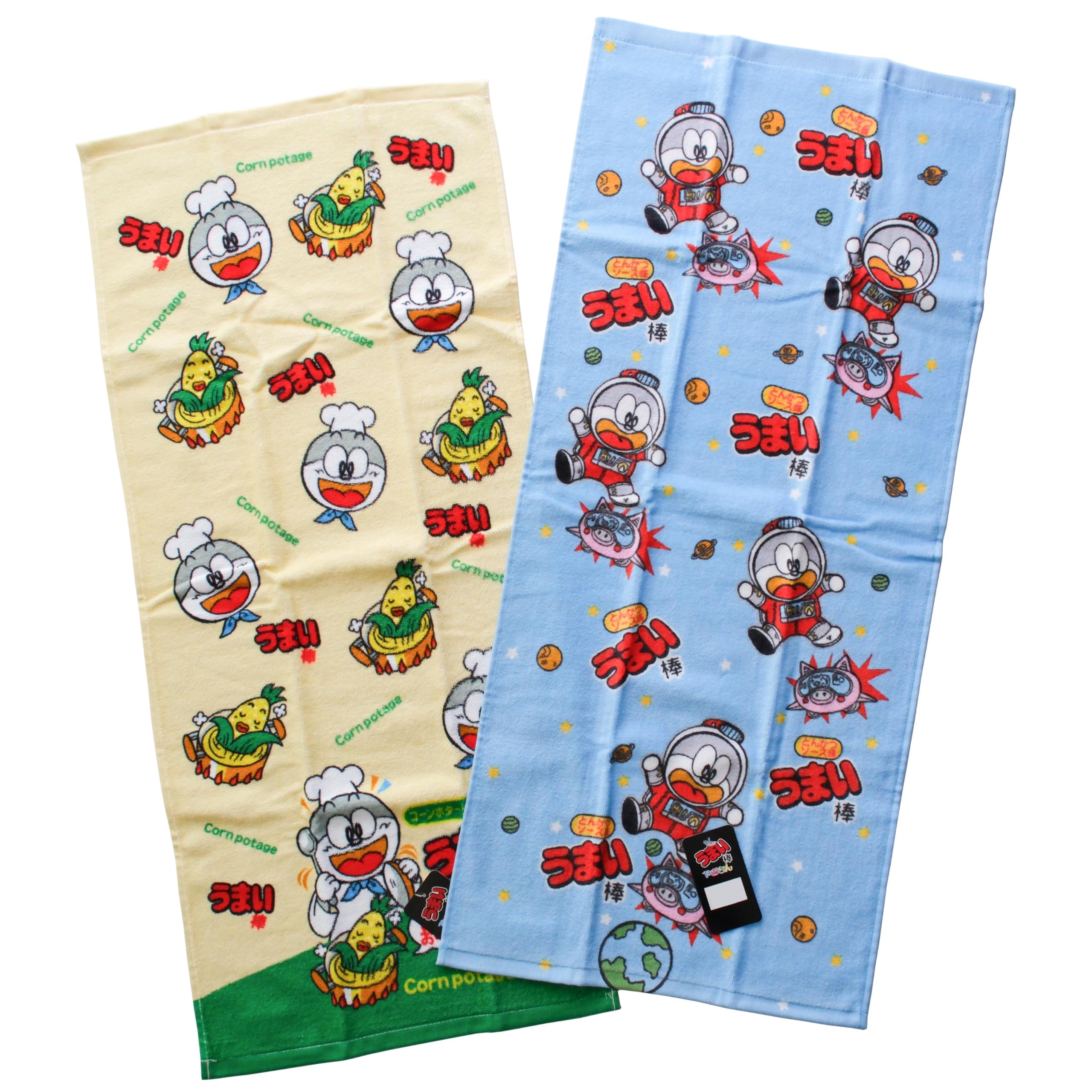 

Funny Face Towel Set with Famous Snack Cotton Umaibo Designs, 100% (2 Towels)