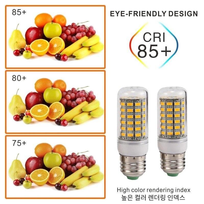 E27 Screw LED Corn Super Bright Light Bulb 72 LED SMD 5730 Light Bulb 220V Fixture Home Chandelier Candle Light Bulb Set of Two