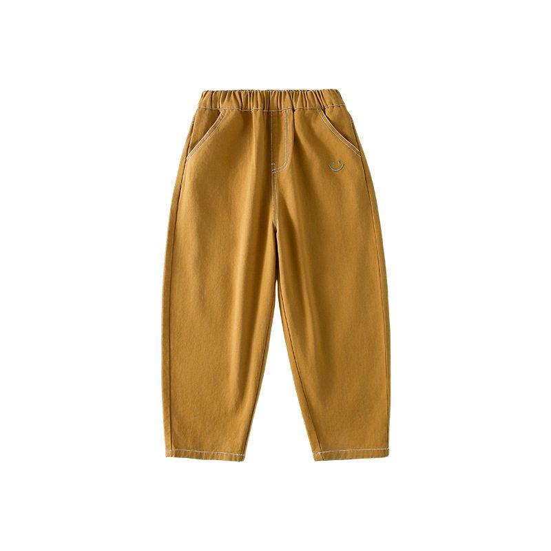 Boys Trousers Children s Cotton Casual Pants Spring and Autumn Children s Clothing Girls Overalls Baby Solid Mid-Waist Pants