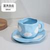 Hand Painted Blue Sky White Clouds Coffee Mug with Ceramic Handmade Tea Cup Saucer Set Lovely Gift Irregular Coffee Mug