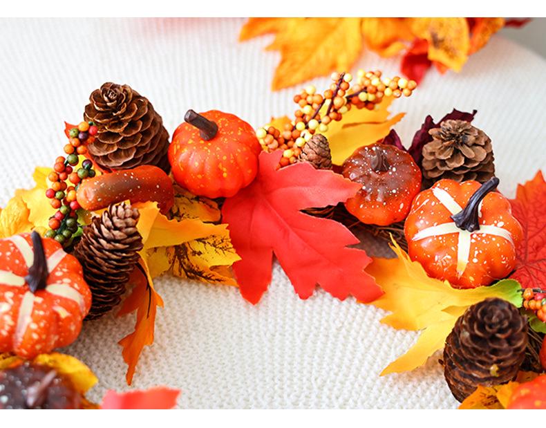 2026 Autumn Halloween Berry Pumpkin Wreath, Home & Door Decoration Vine Ring for Thanksgiving
