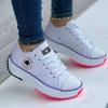 Fashion Classic White Canvas Sneakers Women's Casual Shoes Thick Sole Lace-up Tennis Shoes High Quality Fashion Sports Shoes 35-43