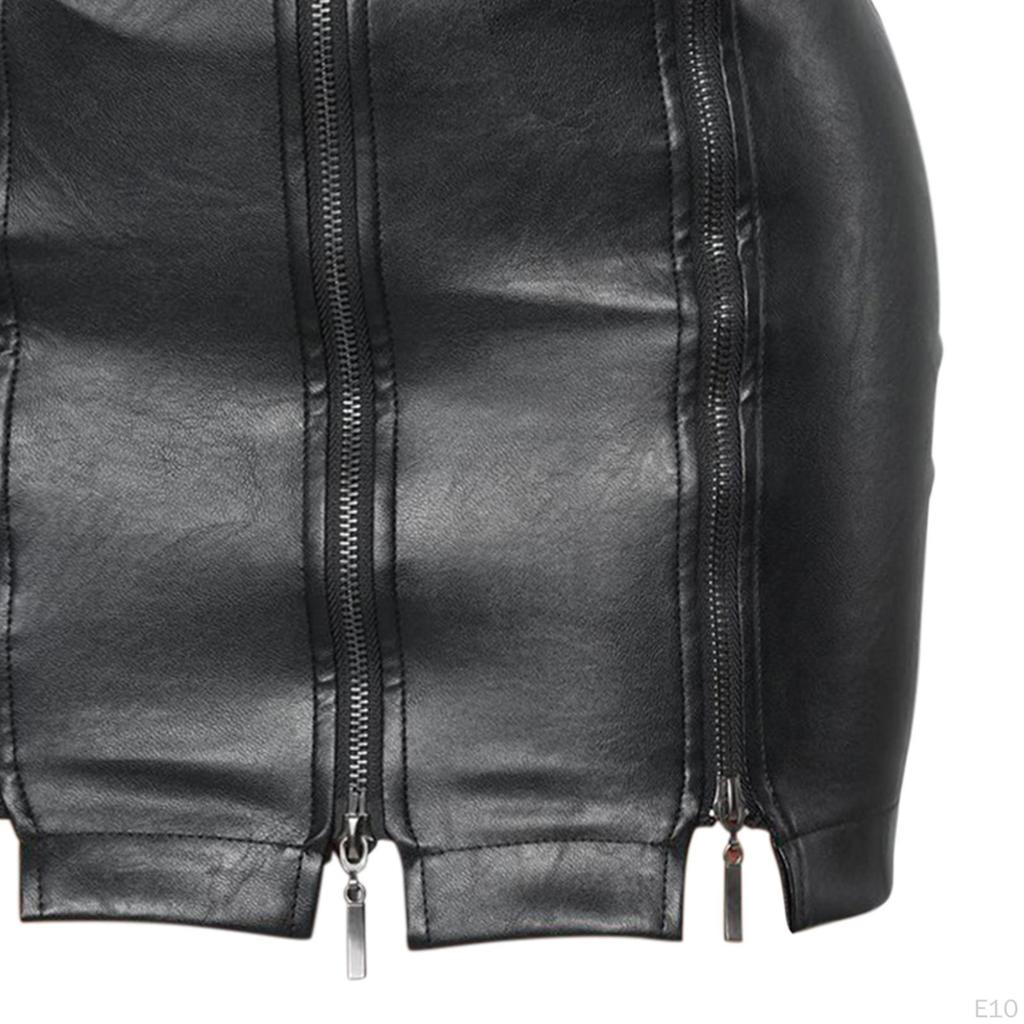 Casual Women PU Leather Skirt Clothes High Waisted Dress Y2K Black Pencil Bodycon for Girl