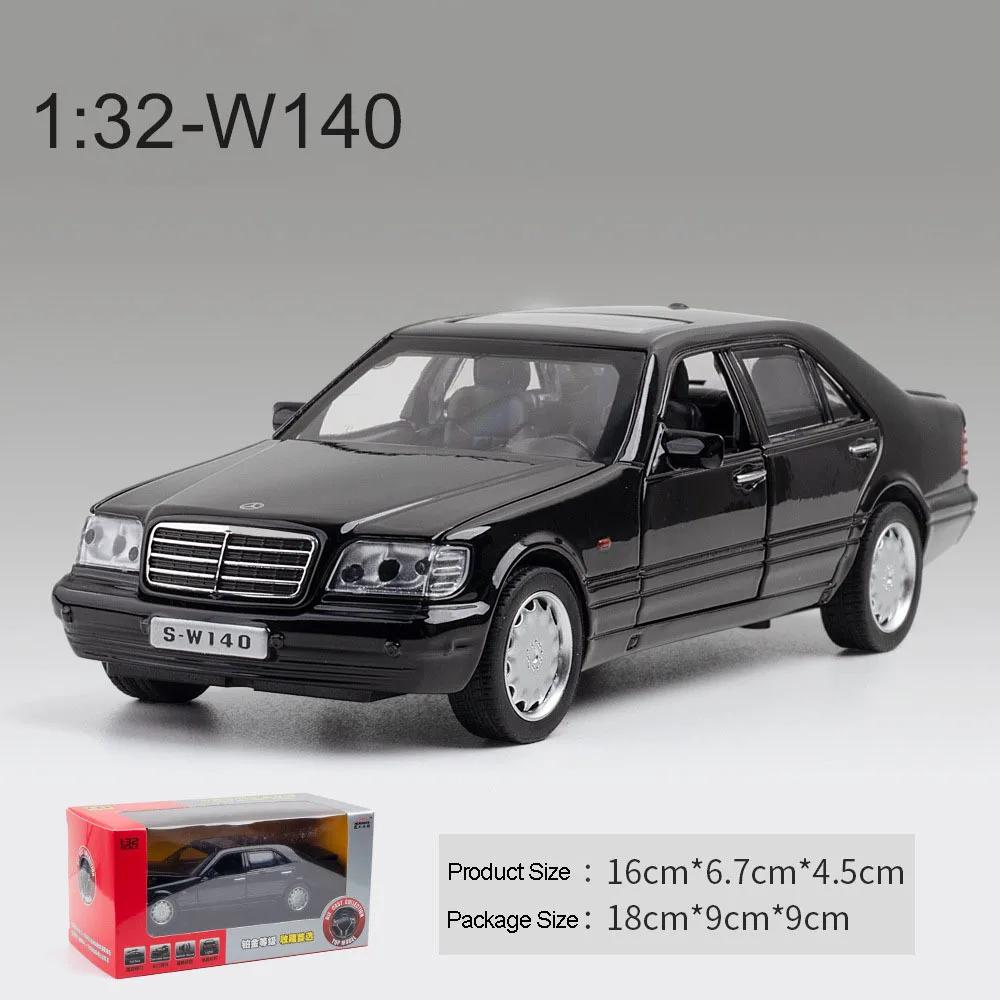 1:32 S-W140 Alloy Diecast Car Model Toy Metal Body Plastic Chassis Rubber Tire With 4 Doors Opened Pull Back Function Kids A88