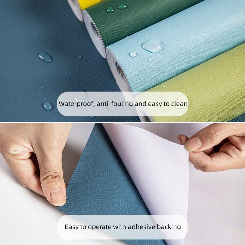Solid Color Wallpaper Pvc Self-adhesive Thickened Background Wall Pasting Wall Remodeling Furniture Renovation Wallpaper