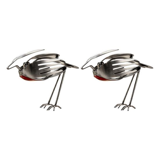 Handgefertigte Metallvogel-Skulptur, Statue aus recyceltem Besteck, Rustikalisches Gabel-Löffel-Vogel-Figürchen für Garten, Terrasse, Bürotisch