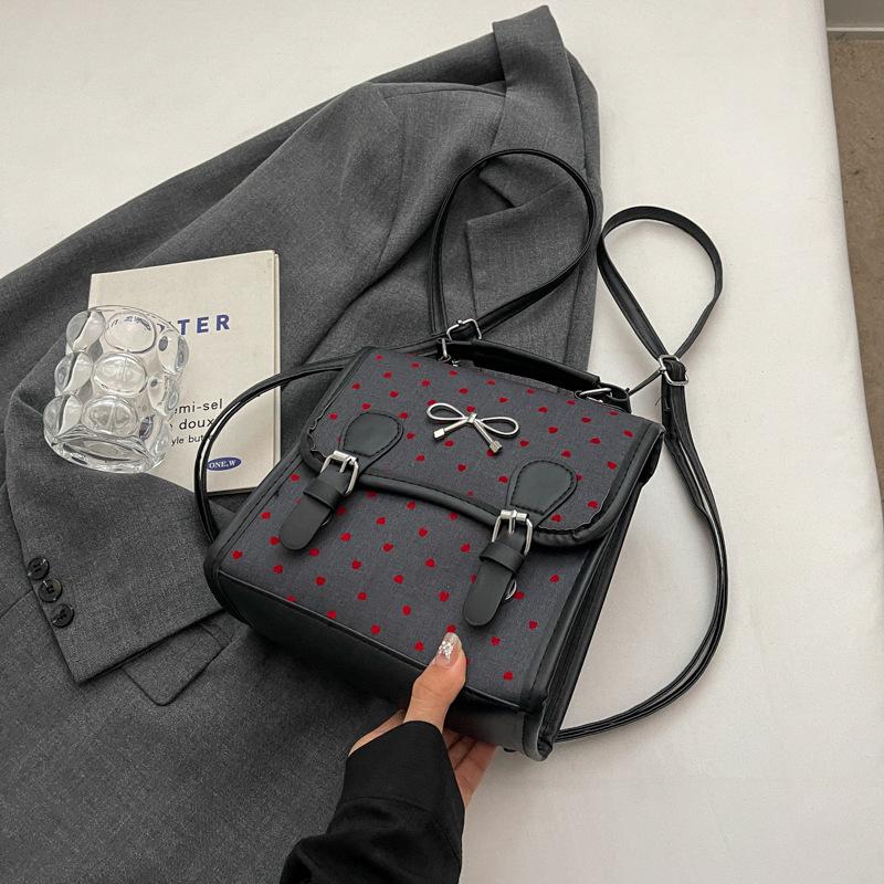 

Retro simple casual double shoulder women s bag 2024 new fashionable and beautiful commuting personality multi-functional class small backpack