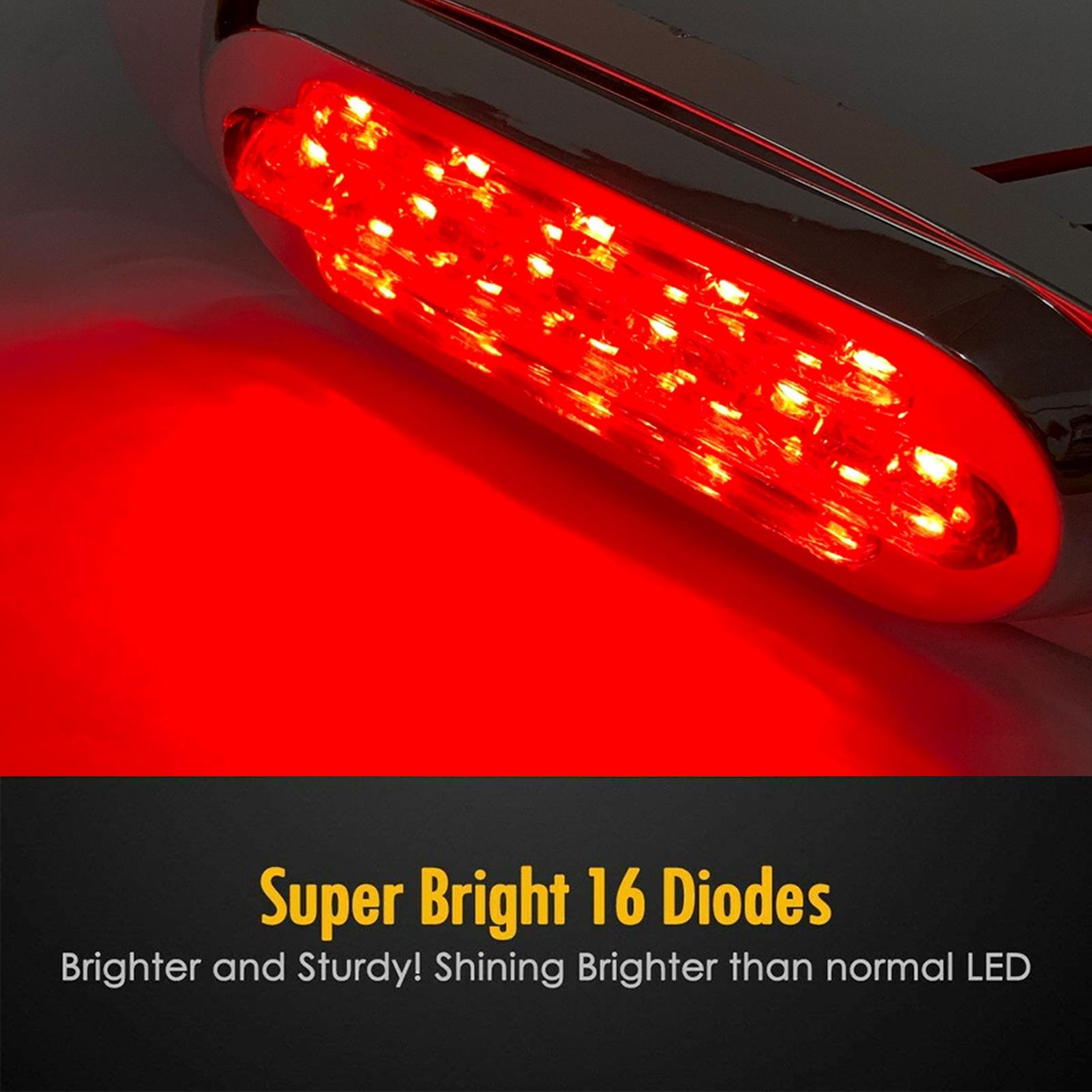 Pair 16LEDs Taillight Electroplated Trim Side Marker Auto External Lamps for 12VCelsius24V Car Truck Pickup