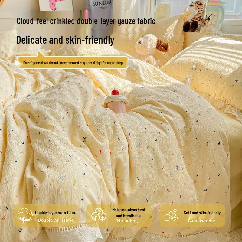 DreamYou Cotton Lace 4-Piece Bedding Set