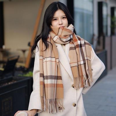 2023 Women's Winter Plaid Scarf - Thick, Warm Imitation Cashmere for Students & Couples