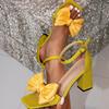 Fashion Elegant Bow Decoration High Heel Sandals Women Sexy Open Toe Square Heel Brand Designer Shoes Fashion Comfort Banquet Dress Shoe