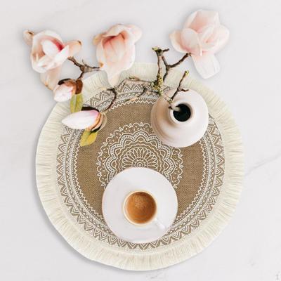 Placemats with Fringe, Round Woven Placemats, Placemat Desk - 38cmx38cm