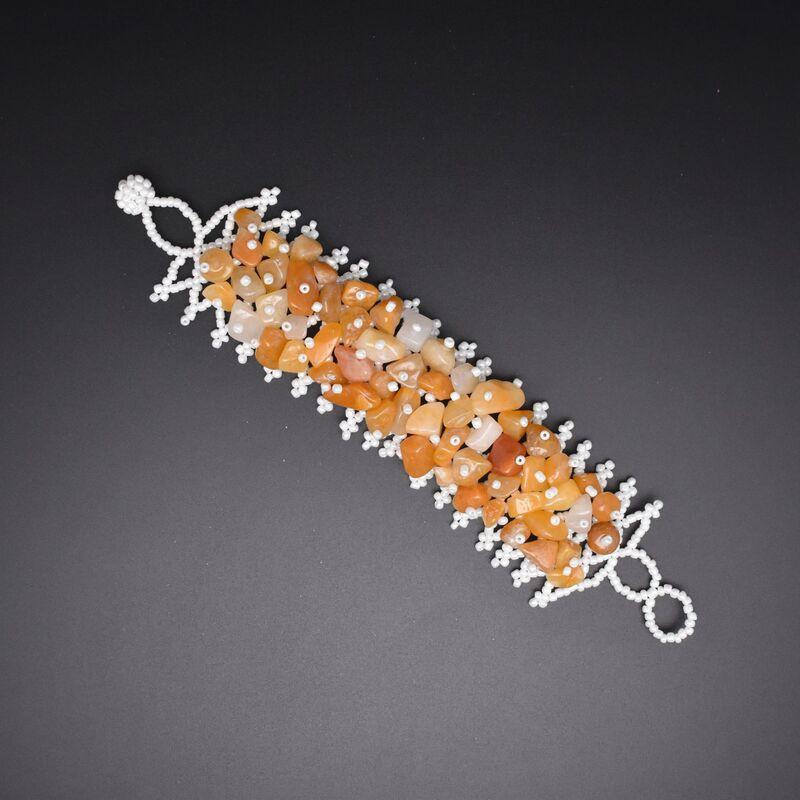 Handmade Bohemian Ethnic Style Beaded Bracelet With Natural Stone Chips Hollow Seed Beads Women Men