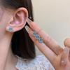 Elegant Blue Crystal Geometric Earrings: Korean-Style, Versatile Luxury