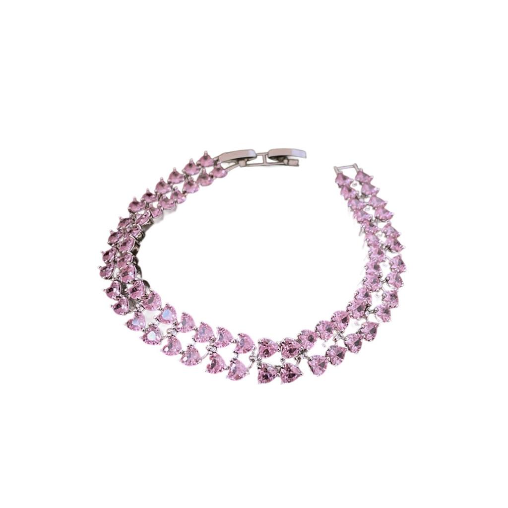 Heart Shaped Double Layer Zircon Crystal Bracelet For Women With Elegant Design And Gift Use