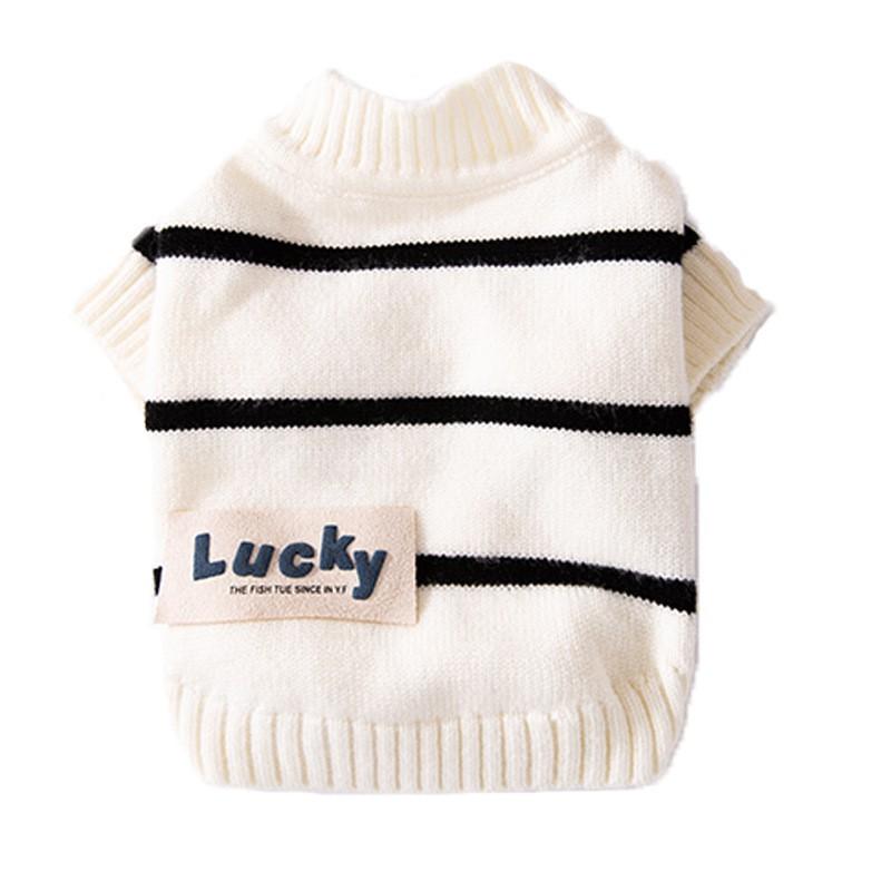 Pet Dog Sweater Striped Knit Cardigan Lightweight Warm Pullover Teddy Bichon Two-Legged Outfit
