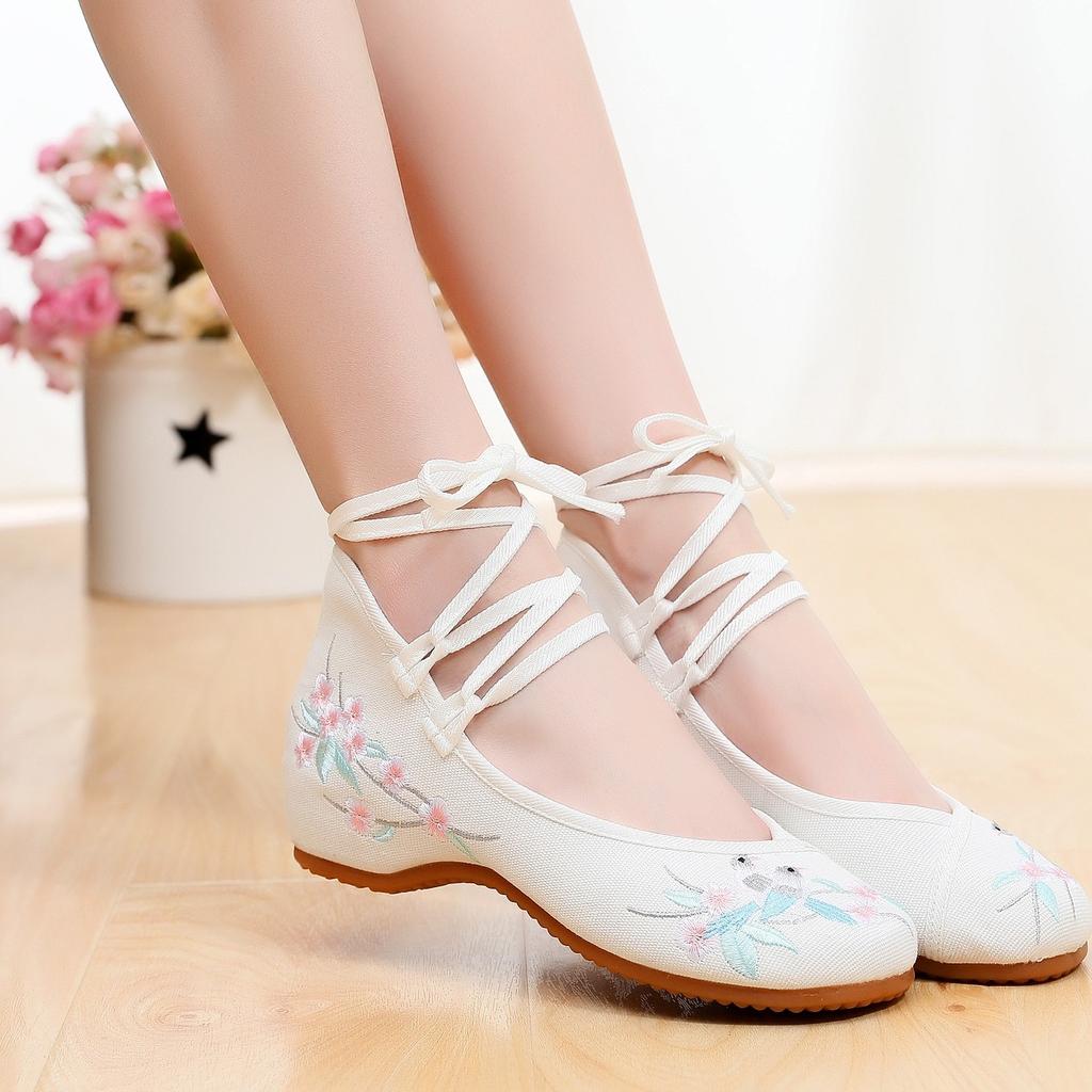 [Small Double Sparrow] Chinese Style Retro Embroidered Cloth Shoes, Upgraded and Thickened Beef Tendon Sole Ethnic Style Square Women's Single Shoes