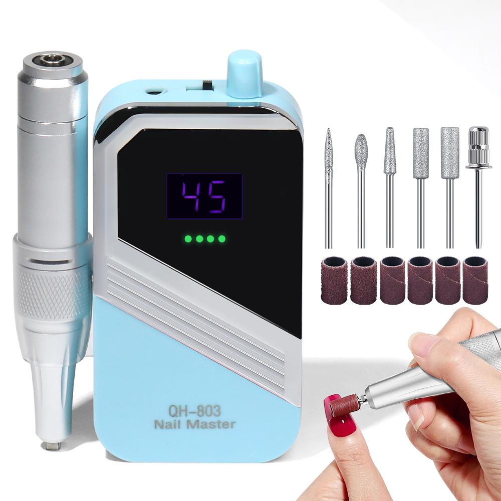 45000 RPM Portable Electric Drill Nail Machine Nail Grinding Machine Acrylic Gel Polishing Machine Rechargeable Polishing Tool синий