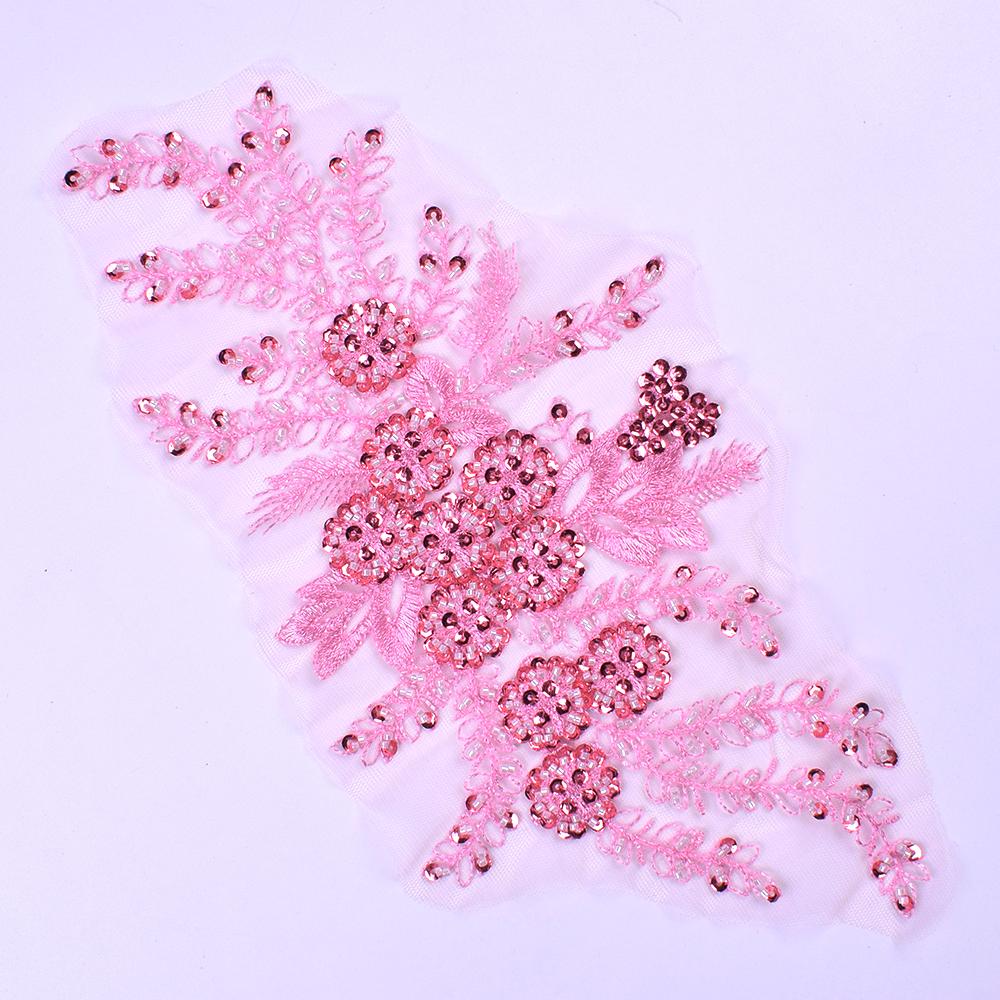 1Pcs Beaded Flower Embroidery Fabric Patches Crystal Applique Scrapbooking Motif Badges for Clothes Sewing