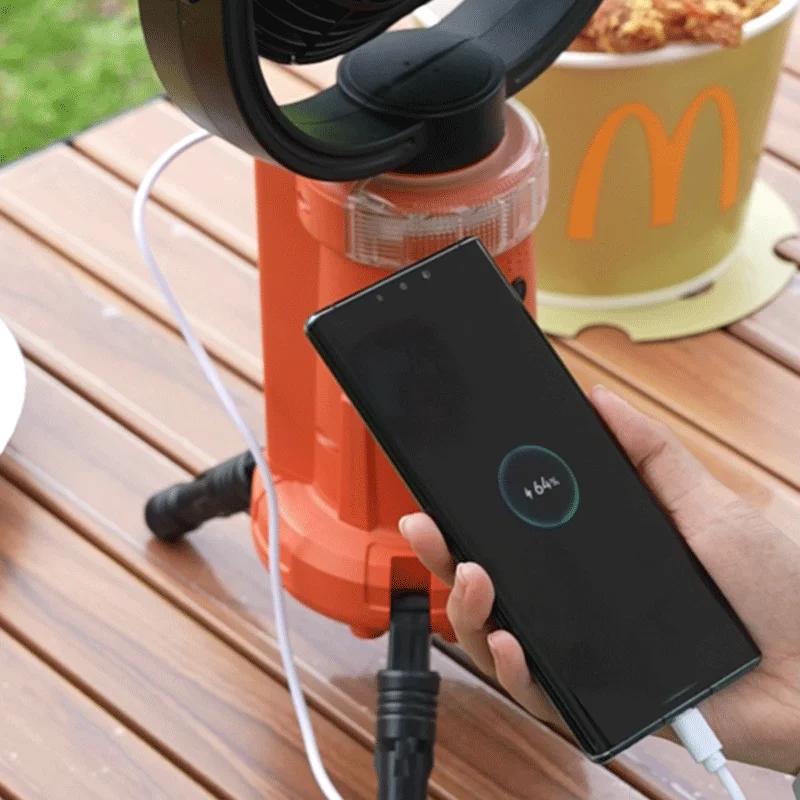 20000mAh Camping Fan Rechargeable Desktop Portable Circulator Wireless Ceiling Electric Fan with Power Bank LED Lighting