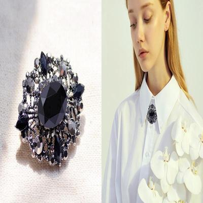 Retro Luxury Exquisite Temperament Brooch Black  High Grade Stone Baroque Retro Palace Style Gorgeous Brooch
