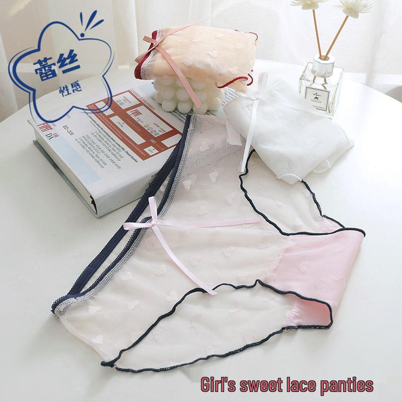 Nahtlose Spitzen-Netz-Shorts für Damen, mittelhoher Bund - Antibakteriell, Atmungsaktiv, Ultraleicht, Dreiecksform