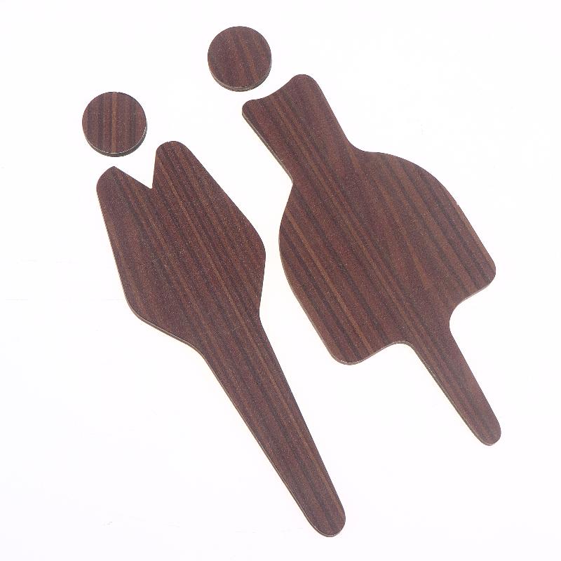 Bathroom Door Sign - Unisex Wooden Wall Decor With Male & Female Figures Frameless Design For Home & Office,Bathroom Decor