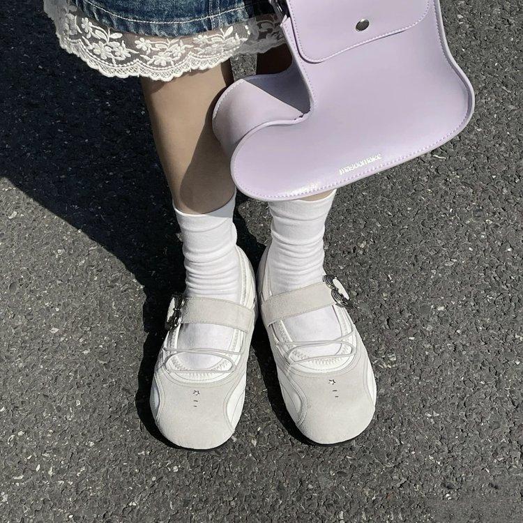 

Soft leather version~ Mary Jane shoes women s 2025 new summer French ballet style bow flat-bottomed sports style single shoes 40