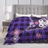 Kuromi Halloween Plaid Blankets Fleece Summer  Portable Super Warm Throw Blanket for Home Bedroom Rug Piece