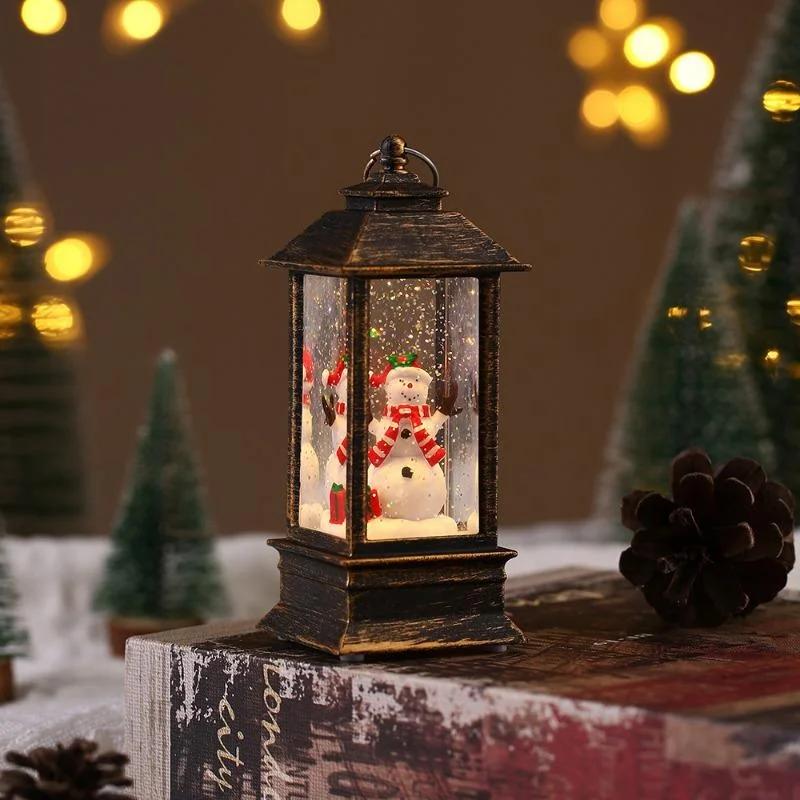Retro Quadratische Lampe Weihnachtsmann Nachtlicht Weihnachten LED Windlichter Weihnachtsbaumschmuck Weihnachten Heimdekoration Geschenk