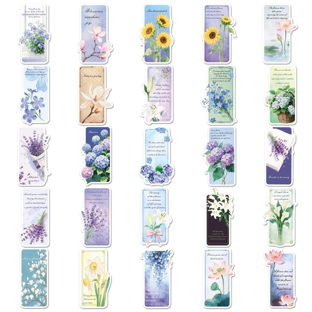 51 Floral Bookmark Stickers: Girly Heart & Plant Designs for Journals & DIY Projects