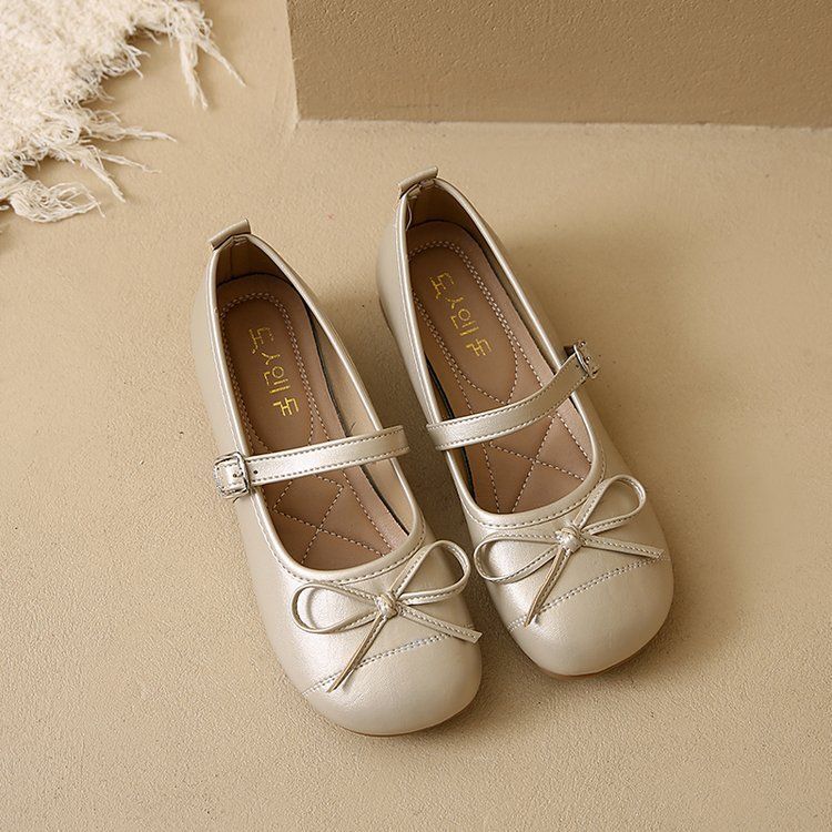 Shoes Women's Summer Versatile Mary Jane Shoes Bow Small Leather Shoes Gentle French Round Head Retro Fairy Style Single Shoes