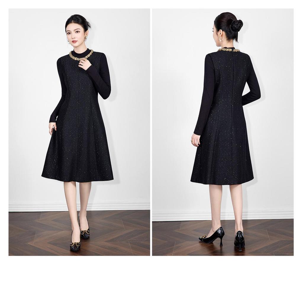 High-End Diamond Sequin Tweed A-line Vest Dress In Little Coco Style