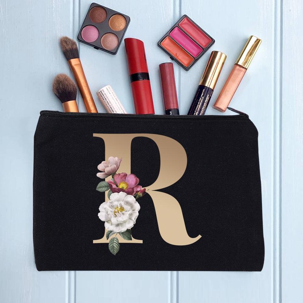 Damen Kosmetiktasche Make-up Tasche Weiblich Initialen Namensbuchstaben Muster Lippenstift Taschen Handtaschen Reißverschluss Federmäppchen für das Büro