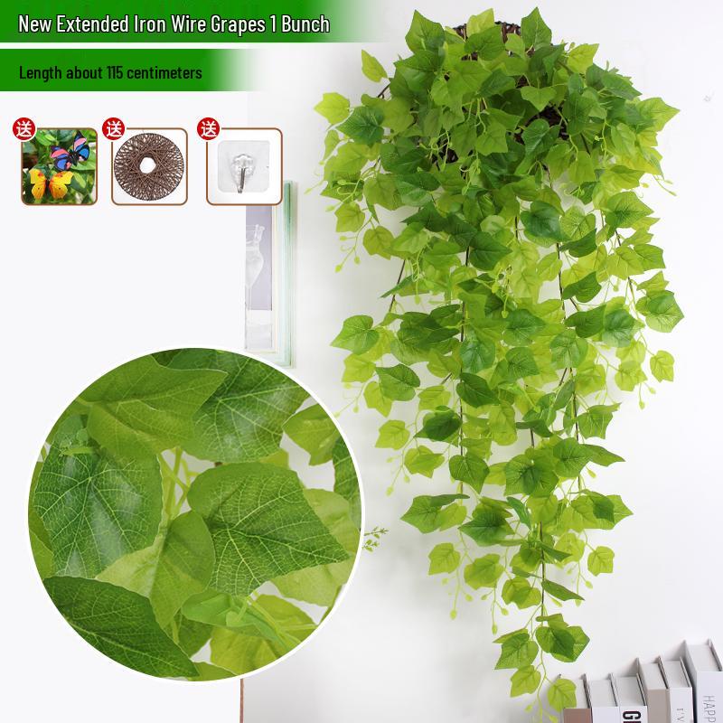 Artificial Pothos & Spider Plant Rattan Vine Wall Hanging for Indoor/Outdoor Decor