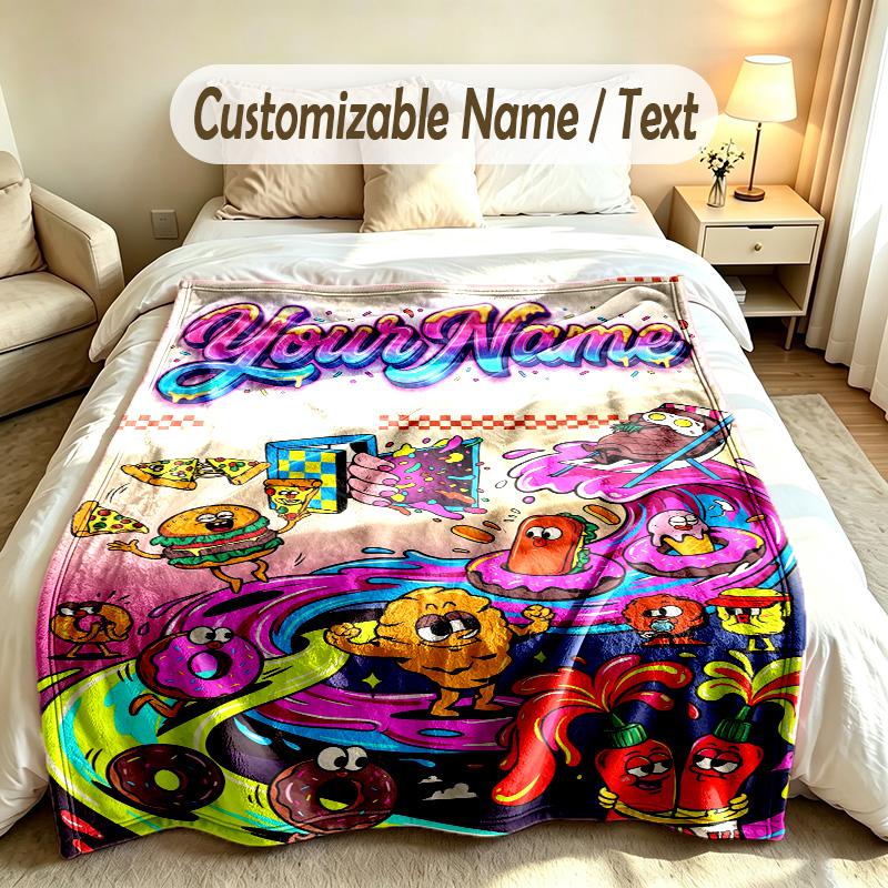 Decorative Artwork Theme Custom Blanket Personalized Name & Text Customized Soft Warm Throw Blanket Home Decor