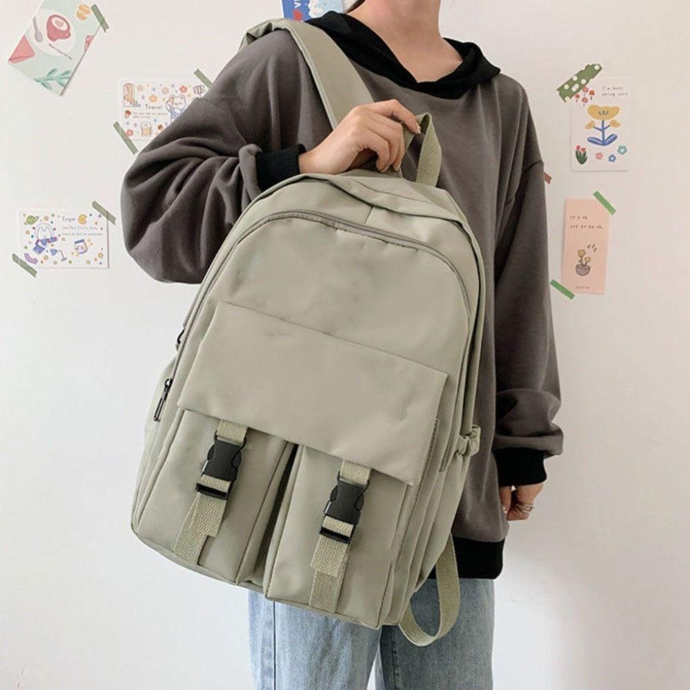 

Korean Style Harajuku Backpacks Nylon Shoulder Bag Simple Canvas School Bag Women зелений
