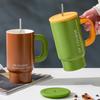 Large Capacity Ceramic Cup High Value Mug Simple Household Drinking Cup with Straw Office Student Couple Cup