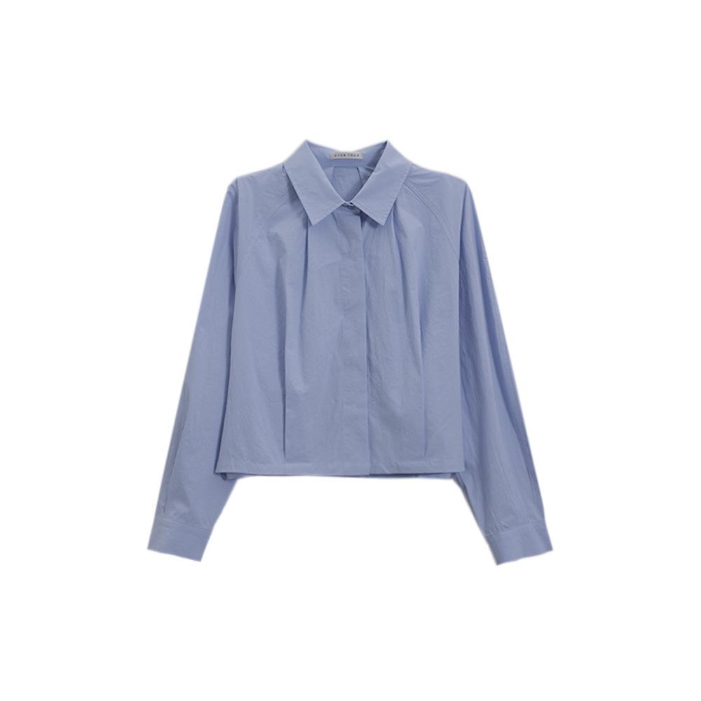 

Женская свободная футболка EverTrue из чистого хлопка с коротким рукавом - Весна 2025, корейский стиль One Size синий