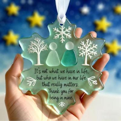 Sneeuwvlokvormige Kerst Hangdecoratie Zee Glas Vriendschapsdecoratie Handgemaakt Ornament Vriendschap Souvenir Zee Glas Ornament