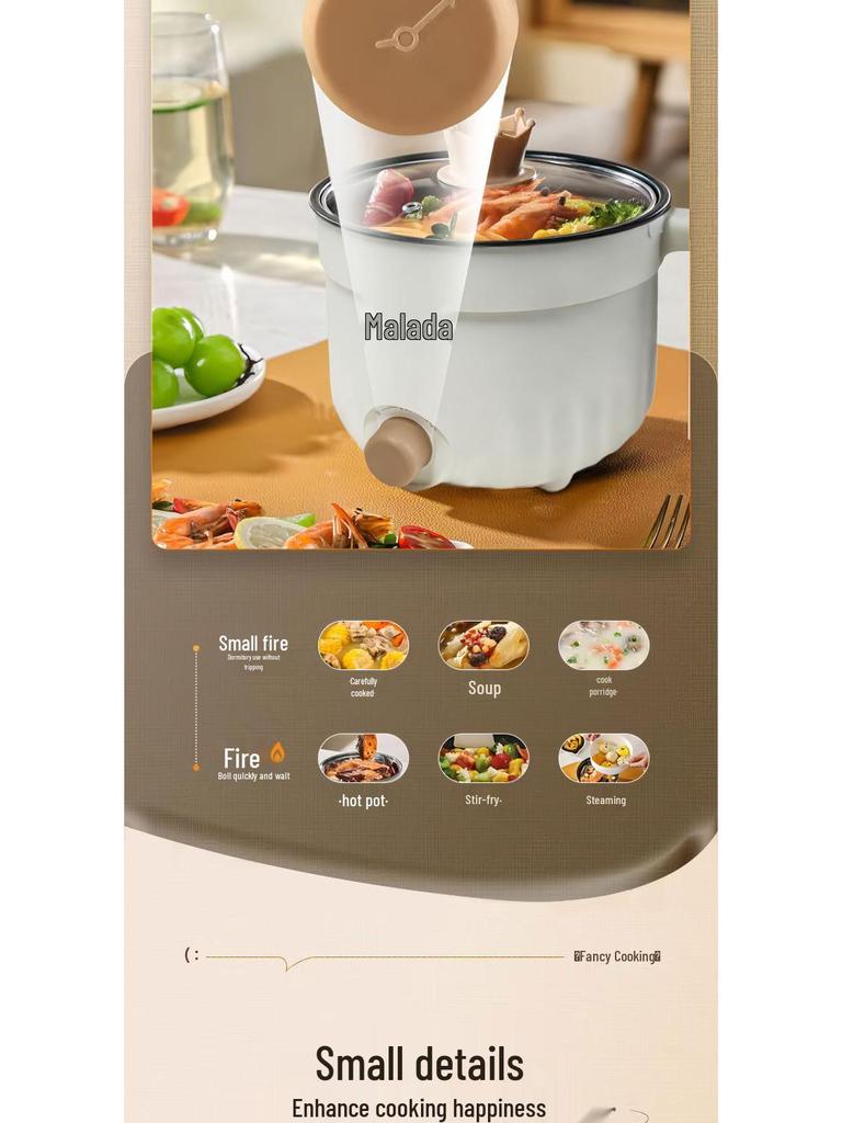 Compact Multifunctional Electric Cooking Pot for Dorms - Steamer, Boiler, Stir-Fryer, and Pan in One